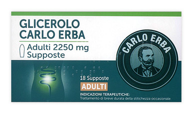 Carlo Erba - Glicerolo Adulti Supposte 2250 Mg Confezione 18 Pezzi