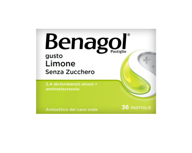 Benagol - Gusto Limone Senza Zucchero per il Mal di Gola Confezione 36 Pastiglie