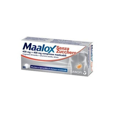 Maalox - 400+400 Mg Senza Zucchero Gusto Limone Confezione 30 Compresse Masticabili
