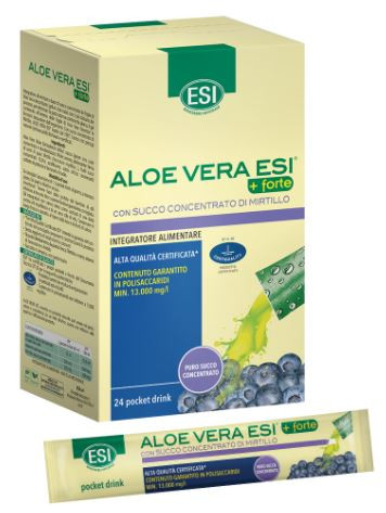 Esi - Aloe Vera Succo Forte Con Mirtillo Depura Organismo Confezione 24 Stick Drink 