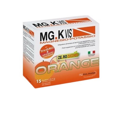 Mg.k Vis - Integratore Magnesio e Potassio Arancia Senza Zucchero Confezione 15 Bustine