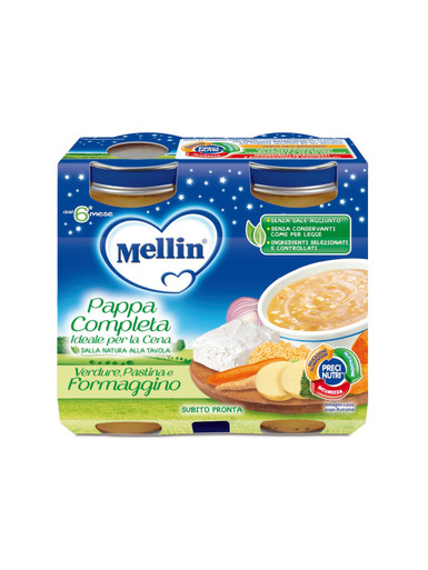 Mellin - Cena Completa Pasta Verdura e Formaggio Confezione 2X200 Gr 