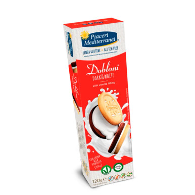 Piaceri Mediterranei - Dobloni Dark&White Senza Glutine Confezione 120 Gr