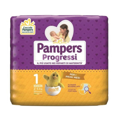 Pampers - Progressi Newborn Taglia 1 (2-5 kg) Confezione 28 Pezzi