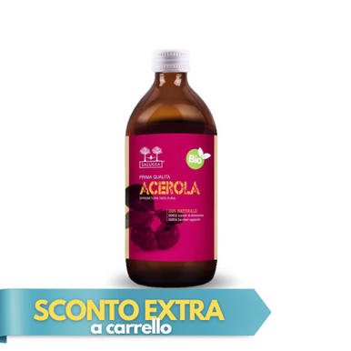 Salugea - Succo di Acerola Biologico 100% Puro Flacone in Vetro Scuro Confezione 500 Ml