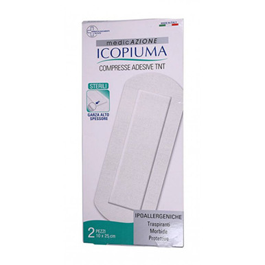 Icopiuma - Benda Compressa Adesiva In TNT 10X25 Cm Confezione 2 Pezzi