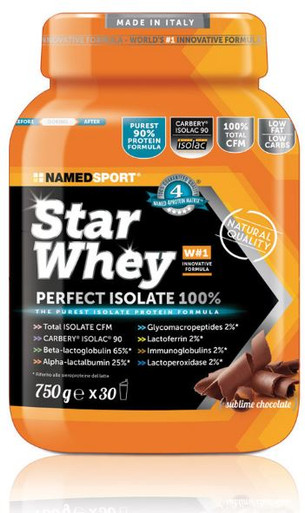 Star Whey - Star Whey Isolate Sublime Proteine in Polvere Gusto Cioccolato Confezione Confezione 750 Gr