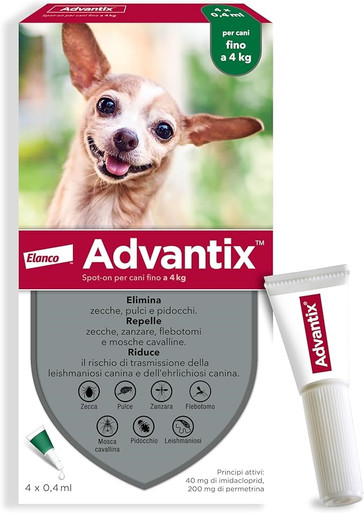 Advantix - Antiparassitario Spot On per Cani Fino a 4 Kg Confezione 1 Pipetta