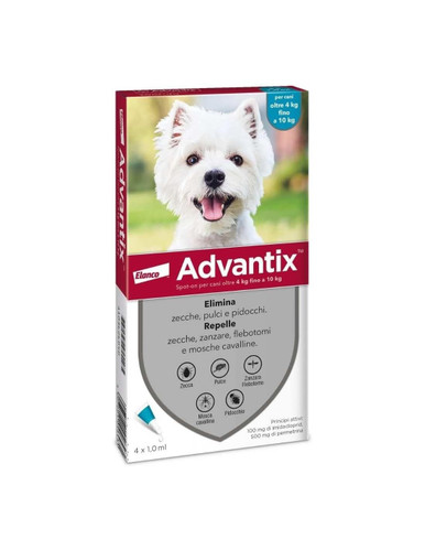 Advantix - Spot On Antiparassitario Per Cani Da 4 a 10 Kg Confezione 1 X 0,4 Ml