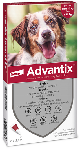 Advantix - Antiparassitario Spot On per Cani 10-25 Kg Confezione 6 Pipette