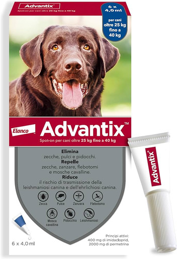 Advantix - Antiparassitario Spot On per Cani 25-40 Kg Confezione 6 Pipette