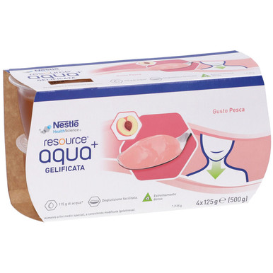 Resource - Aqua+ Bevanda Gelificata Per Disfagia Gusto Pesca Confezione 4X125 Gr