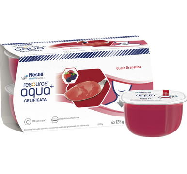 Resource - Aqua+ Bevanda Gelificata Per Disfagia Gusto Granitina Confezione 4X125 Gr