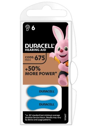 Duracell - Easy Tab Batteria Per Apparecchi Acustici 675 Blu Confezione 6 Pile