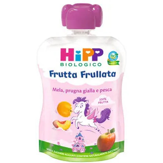 Hipp - Frutta Frullata Unicorno Mela Prugna e Pesca Biologico Confezione 90 Gr