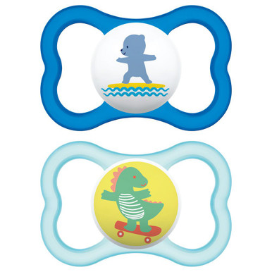 Mam - Air Flow Succhietto In Silicone 6M+ Azzurro Confezione 2 Pezzi
