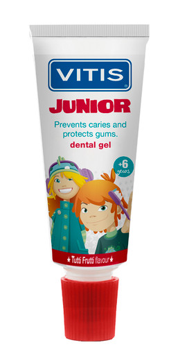 Vitis - Junior Dental Gel Dentifricio Gusto Tutti Frutti Per Bambini 6+ Anni Confezione 75 Ml