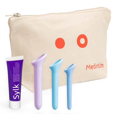 Vagiwell - Dilatatori Vaginali Small Confezione 3 Pezzi + Beauty Case In Cotone e Gel Lubrificante Sylk 50 Ml