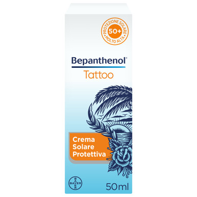 Bepanthenol - Tattoo Crema Protezione Solare Molto Alta SPF 50+ 50 Ml (Scadenza Prodotto 05/2026)