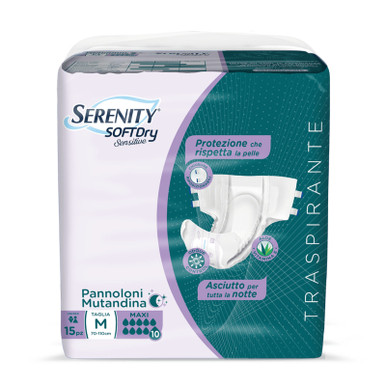 Serenity - Mutandina SoftDry Sensitive Maxi Taglia M Confezione 15 Pannoloni