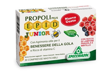 Specchiasol - Propoli Plus Epid Junior Gusto Lampone Fragole Mirtillo Confezione 30 Compresse Masticabili