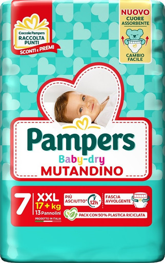 Pampers - Baby Dry Mutandino XXL Taglia 7 (+17 kg) Confezione 13 Pezzi