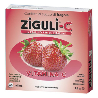 Zigulì - Caramelle Vitamina C Fragola Confezione 40 Palline