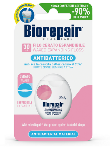 Biorepair - Filo Interdentale Cerato Espandibile per Gengive Delicate  Confezione 25 + 5 M