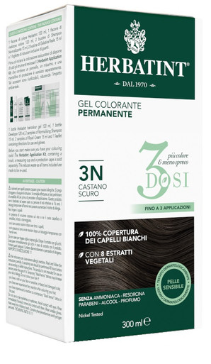 Herbatint - Tintura 3N Castano Scuro 3 Dosi Confezione 300 Ml