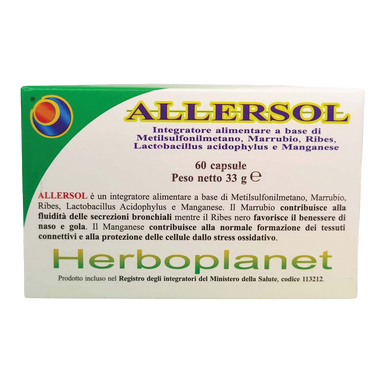 Herboplanet - Allersol Integratore Vie Respiratorie Confezione 60 Capsule