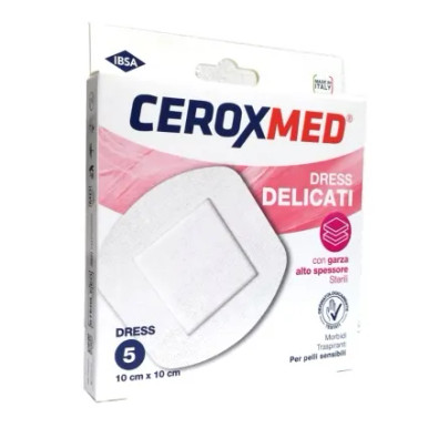 Ceroxmed - Dress Cerotti Delicati Sterili con Garza 10x10 Cm Confezione 5 Pezzi