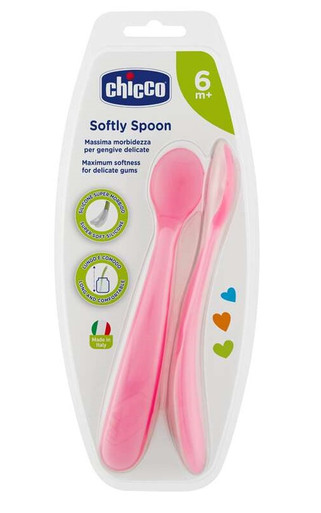 Chicco - Cucchiaio Silicone Femminile Bi Pack 6 Mesi+ Confezione 2 Pezzi