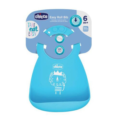 Chicco - Bavaglino Silicone Azzurro Confezione 1 Pezzo