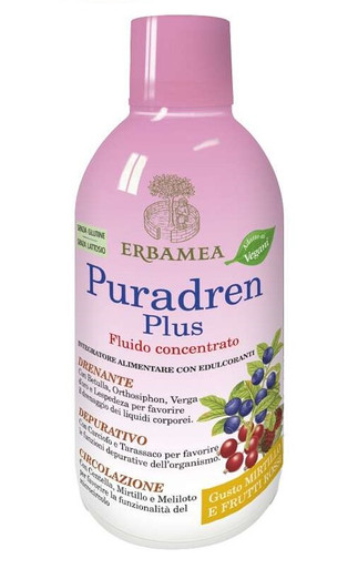 Erbamea Puradren Plus Mirtillo E Frutti Rossi Fluido Integratore Depurativo E Drenante Confezione 500 Ml