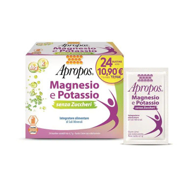 Apropos - Integratore Magnesio/Potassio Senza Zucchero Confezione 24 Bustine
