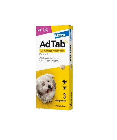 Adtab - Antiparassitario Cani 2,5/5 Kg 112 Mg Confezione 3 Compresse img