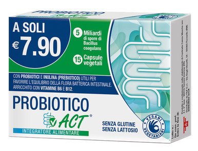Act - Probiotico Integratore per l'Equilibrio Intestinale Confezione da 15 Compresse