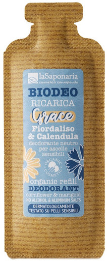 La Saponaria - Biodeo Ricarica Grace Deodorante Fiordaliso e Calendula Confezione da 40 Ml