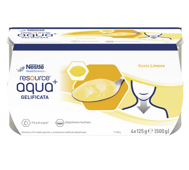 Resource - Aqua+ Bevanda Gelificata Per Disfagia Gusto Limone Confezione 4X125 Gr
