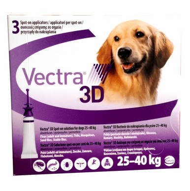 Vectra - 3D Cane 25-40 Kg Pulci e Zecche Confezione 3 Pipette