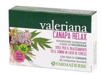 Farmaderbe - Valeriana Canapa Relax Integratore Rilassante E Riequilibrante Confezione 30 Compresse
