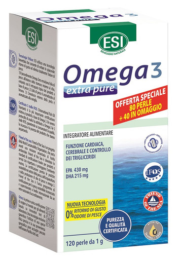 Esi - Omega 3 Extra Pure Integratore Per Funzione Cardiaca Confezione 80 Perle + 40