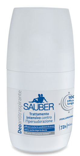 Sauber - Stop Trattamento Anti-Traspirante Deodorante Roll-On 72h Confezione da 50 Ml
