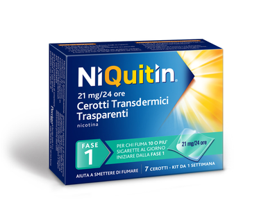 NiQuitin - Fase 1 Nicotina 21 Mg/24 Ore 7 Cerotti Transdermici Per Smettere di Fumare