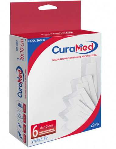 Cura Farma - Medicazioni Chirurgiche Adesive Sterili E Traspiranti 8X10 Cm Confezione 6 Pezzi