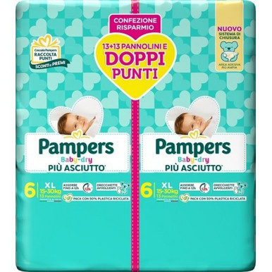Pampers - Baby Dry Pannolino Duo Downcount XL Confezione 26 Pezzi