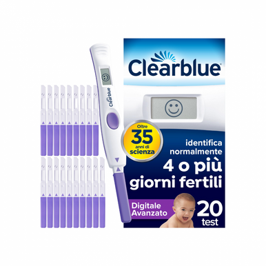 Clearblue - Test di Ovulazione Digitale Avanzato Doppio Indicatore Ormonale Confezione 20 Pezzi