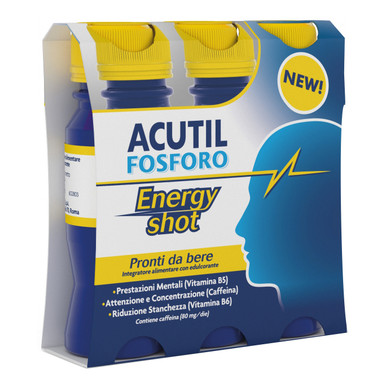 Acutil - Fosforo Energy Shot Integratore per la Concentrazione Confezione 3x60 Ml