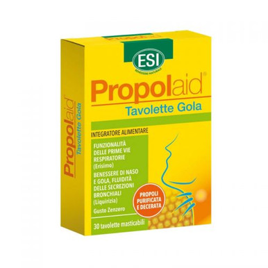 Esi - Propolgola Zenzero Integratore Contro il Mal di Gola Confezione 30 Tavolette Masticabili