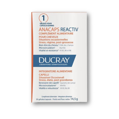 Ducray - Anacaps Reactiv Integratore Alimentare Capelli Confezione 30 Capsule (Scadenza Prodotto 06/2026)